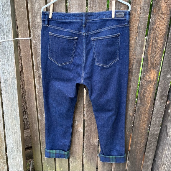 Lauren Ralph Lauren Premier Straight Ankle Plaid Cuff Jeans Sz 12 - Picture 7 of 16